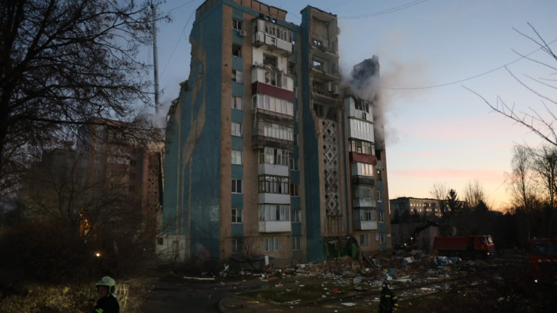 Последствия удара по Тернополю 19 ноября 2025 года. Фото: t.me/V_Zelenskiy_official