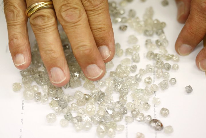 Представитель Leo Schachter Diamond Group сортирует необработанные алмазы. ©REUTERS