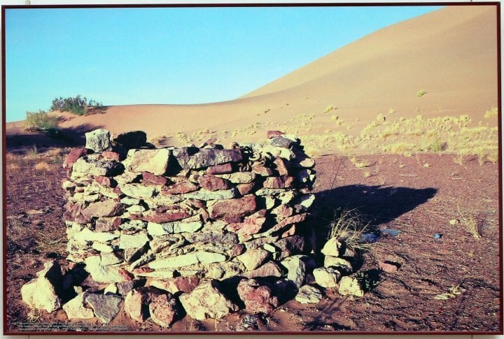 Ancient well, reconstruction. Altyn-Emel National Park. Almaty Oblast, in southern Kazakhstan. 