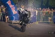 Stunt bike-riding world champion Chris Pfeiffer in Almaty