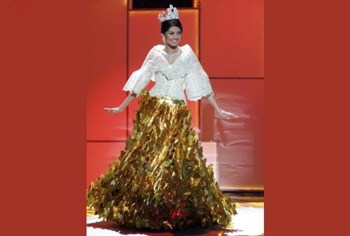 Miss Universe Philippines 2011 Shamcey Supsup pre-tapes in her national costume onstage at Credicard Hall in Sao Paulo September 7, 2011. The contestants are in Sao Paulo for the 2011 Miss Universe pageant which will be held on September 12. ©REUTERS/Patrick Prather