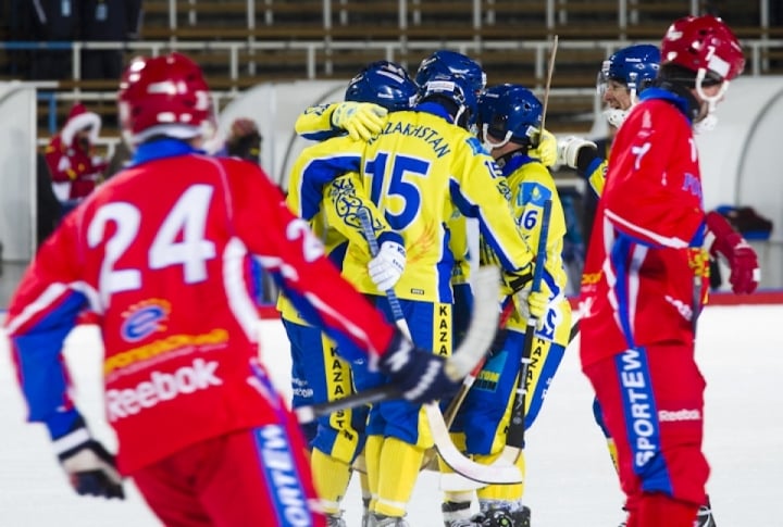 Kazakhstan players opened the score. <br>Photo by Vladimir Dmitriyev©