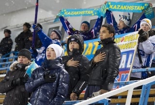 Kazakhstan's national anthem playing.<br>Photo by Vladimir Dmitriyev©