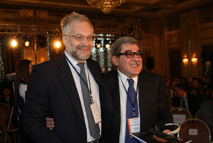 Head of Kazakhstan National Bank Gregory Marchenko (L) and senator Gani Kassymov (R). Photo by Yaroslav Radlovskiy©