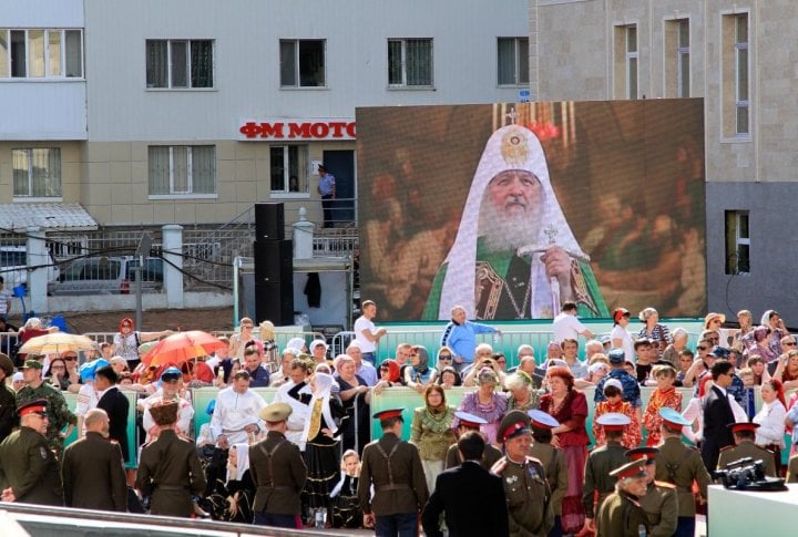 Patriarch Kirill took part in a prayer and blessed the Synod's building. Photo by Danial Okassov©