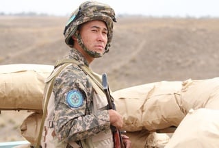 Kazakhstan's peace-making officer on duty. Photo by Yaroslav Radlovskiy©