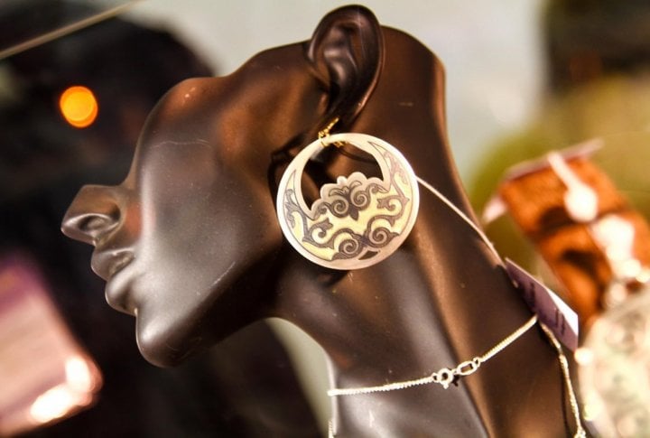 Earrings with a Kazakh national ornament. Made in Russia. Photo by Danial Okassov©