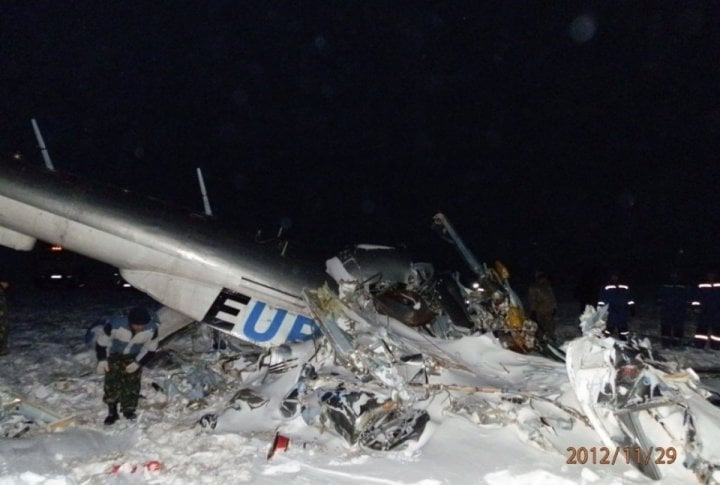 The wreckage of MI-8 was discovered on November 29 in Alakol region of Almaty oblast. Photo courtesy of press-service of Almaty oblast Emergency Situations Department©