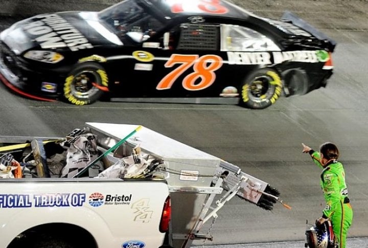 An incident during the IRWIN Tools Night Race in August caused Danica Patrick to angrily gesture at NASCAR competitor Regan Smith. Photo courtesy of SI.com