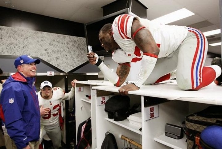 Giants were in a celebratory mood after they defeated the 49ers in the NFC Championship Game. Photo courtesy of SI.com