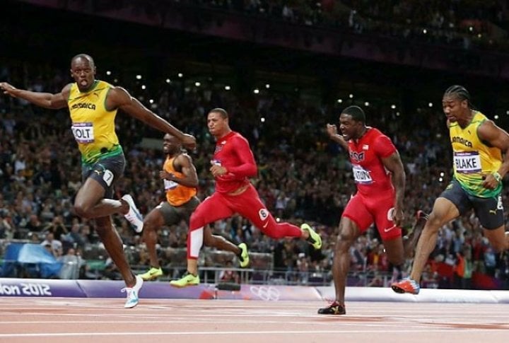 Usain Bolt and fellow Jamaican Yohan Blake finished 1-2 in the 100-meter dash while Justin Gatlin of the U.S. earned the bronze medal at the London Olympics. Photo courtesy of SI.com