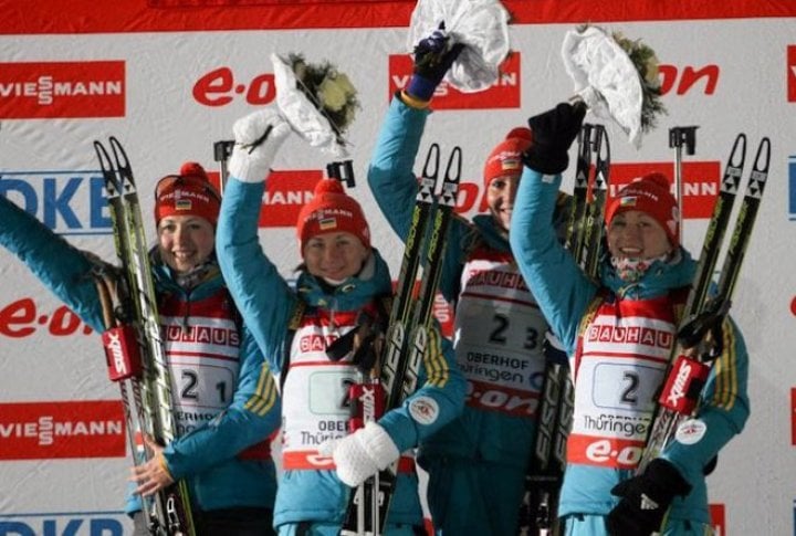 WInners of the relay race, Ukrainian team. Photo courtesy of biathlonrus.com