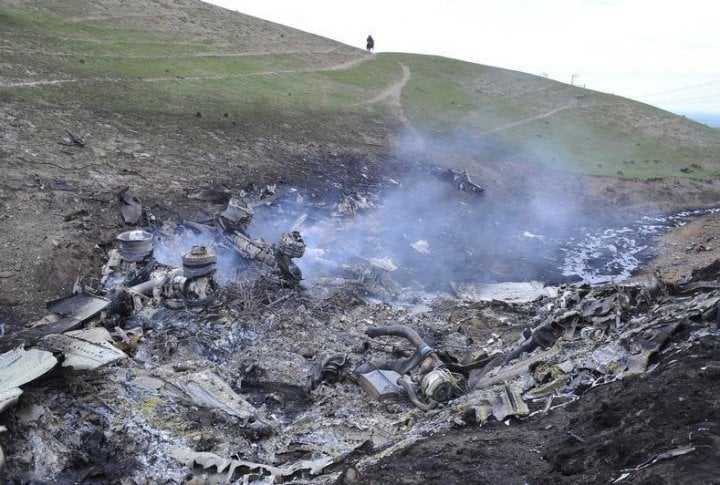 Wreckage of KC-135 Stratotanker. ©REUTERS/Sabyr Alichiev/Pool