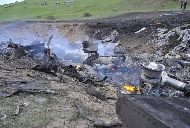 Wreckage of KC-135 Stratotanker. ©REUTERS/Sabyr Alichiev/Pool