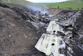 Wreckage of KC-135 Stratotanker. ©REUTERS/Sabyr Alichiev/Pool