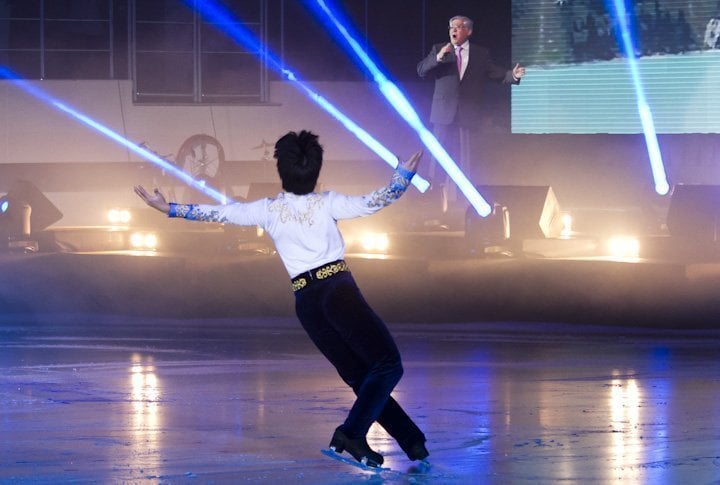 Denis Ten skating to Yapurai song sang by famous Kazakhstan singer Alibek Dnishev. Photo by Vladimir Dmitriyev©