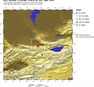 Под Бишкеком произошло землетрясение магнитудой 3,1