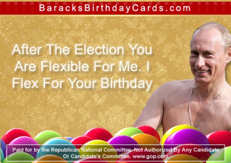 Издевательская открытка "от Путина". Фото с сайта baracksbirthdaycards.com