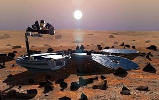 Beagle 2 на поверхности Красной планеты. Рисунок художника. © European Space Agency