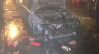 Патрульное авто сгорело в Алматы