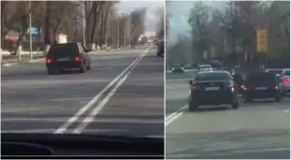 "Танцующие" на дороге авто снял очевидец в Алматы
