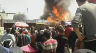 Пожар произошел на рынке "Алтын Орда" близ Алматы