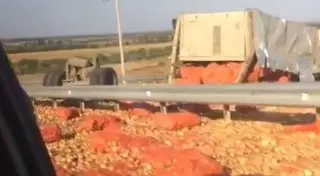 Трассу в Алматинской области засыпало луком в ходе ДТП