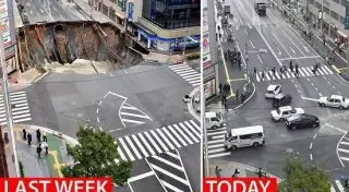 Японцы вновь удивили мир. Гигантскую дыру на дороге заделали за двое суток