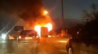 В Караганде сгорел маршрутный автобус