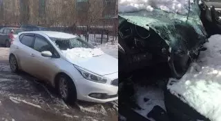 Рухнувший снег повредил два авто жительницы Астаны