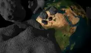 NASA показало сближение огромного астероида с Землей