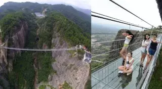 В Китае легендарный стеклянный мост начал "трескаться" под ногами туристов