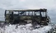 Рейсовый автобус сгорел на трассе в СКО