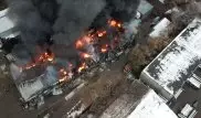 Пожар на складах за ТЦ "Адем": видео с высоты