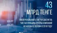 "Казахтелеком" заработал рекордные 43 миллиарда за 2018 год