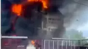 Здание загорелось в Алматы