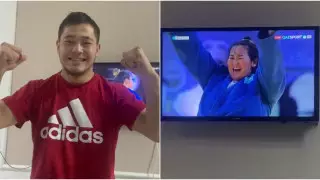 Казахстанца, страстно болеющего за супругу-дзюдоистку, сняли на видео