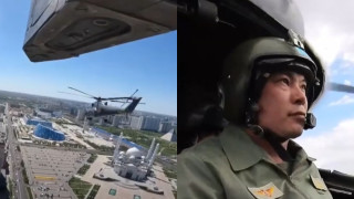 Кадры из видеотрансляции парада в Астане