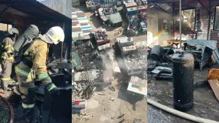 Пожар по повышенному рангу тушили на барахолке в Алматы