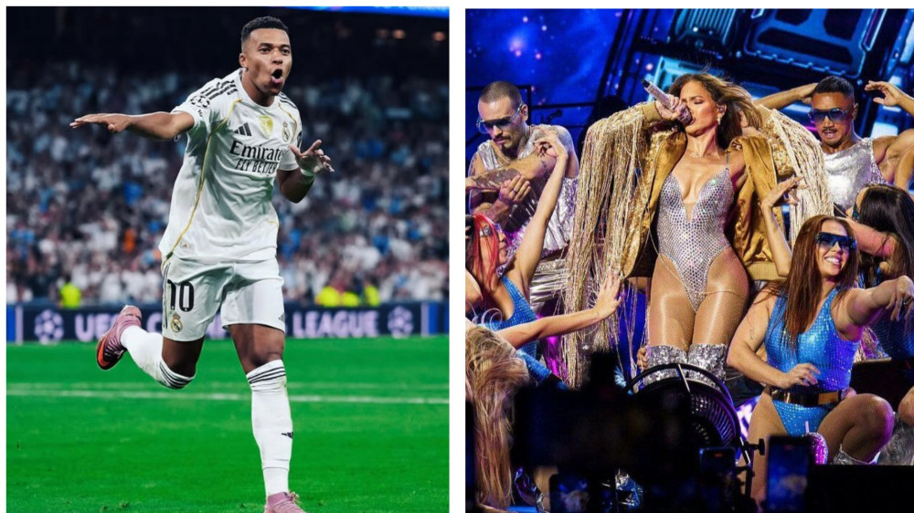 коллаж, Instagram Килиана Мбаппе/Дженнифер Лопес