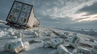 Фура с йогуртами перевернулась в Мангистау: водитель раздал продукцию