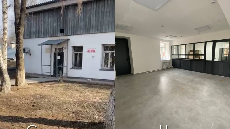 Слева — пристройка, где временно выдавали лекарства. Справа — аптека в здании больницы после ремонта. Фото предоставила Зухра Карабаева