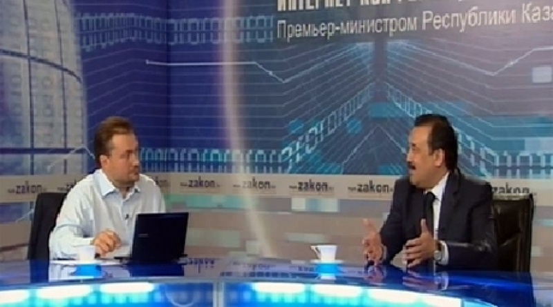 Kazakhstan Prime-Minister Karim Massimov. Screenshot from online-conference at zakon.kz 