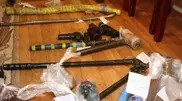 PHOTO: Law-enforcement authorities showed arms seized from Zhanaozen rioters