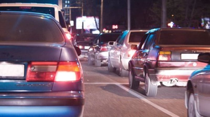 An evening traffic jam in Almaty. ©Vladimir Dmitriyev