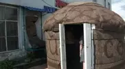 Semey streets decorated with small yurts 
