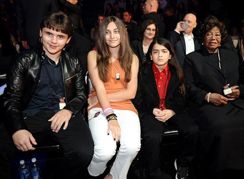 Prince, Paris and Blanket Jackson with their grandmother, Katherine Jackson. Photo courtesy of usmagazine.com