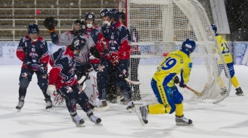 Match between Kazakhstan and USA as part of Almaty Bandy World Championship. Photo by Vladimir Dmitriyev©