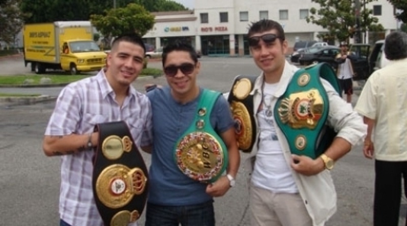 Vitally Demyanenko (R) and his friends boxers in Champion's Parade. Photo courtesy of astanaarlans.com