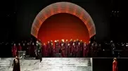 Soldiers of Kazakhstan National Guard perform Huns in Attila opera at Astana Opera premiere